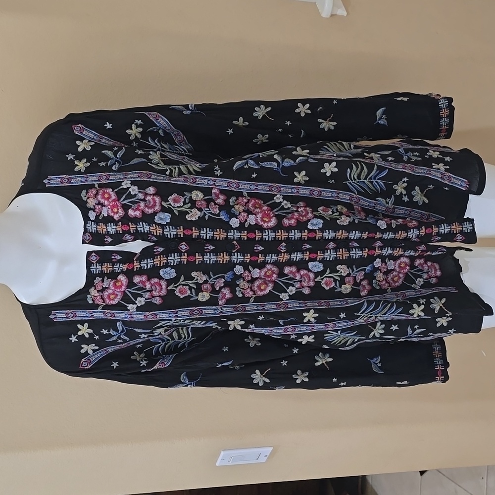 Johnny Was stripe garden blouse